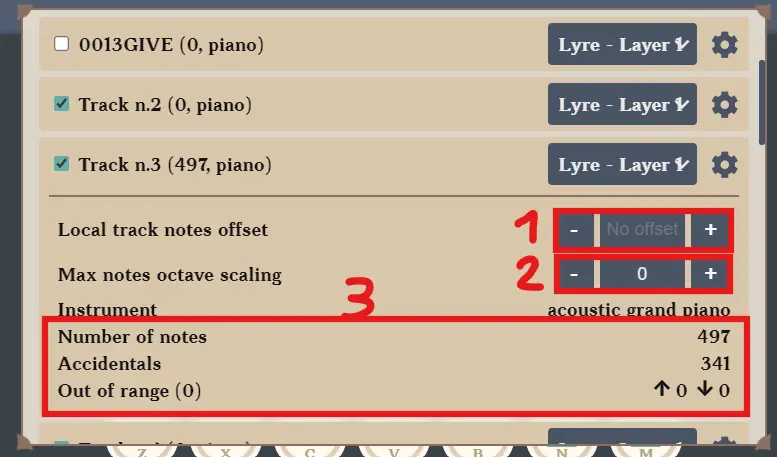 MIDI track settings